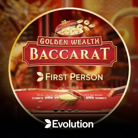 First Person Golden Wealth Baccarat slot visual from Evolution available on bizzocasino-gr.com.gr