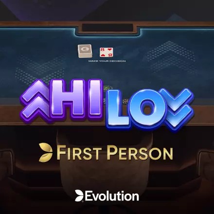 Official Table Games logo: First Person Hi Lo by Evolution at Bizzo Casino