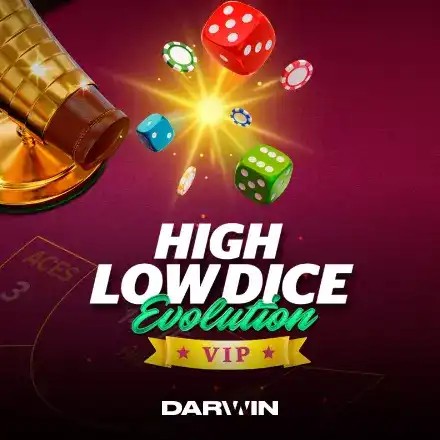 High Low Dice Evolution VIP slot logo by Darwin Gaming at Bizzo Casino