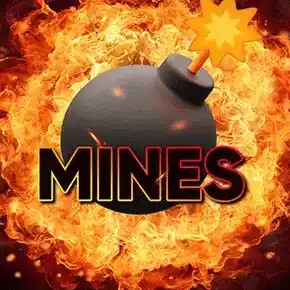 Mines slot logo by Turbo Games at Bizzo Casino